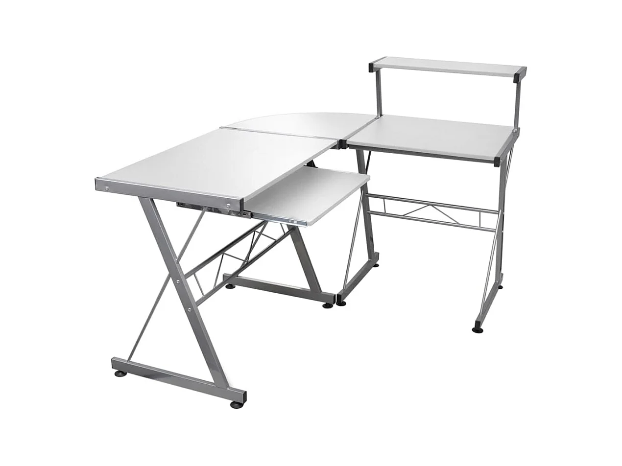 Bureau d'ordinateur d'angle Blanc 132x112x99 cm Bois ingénierie