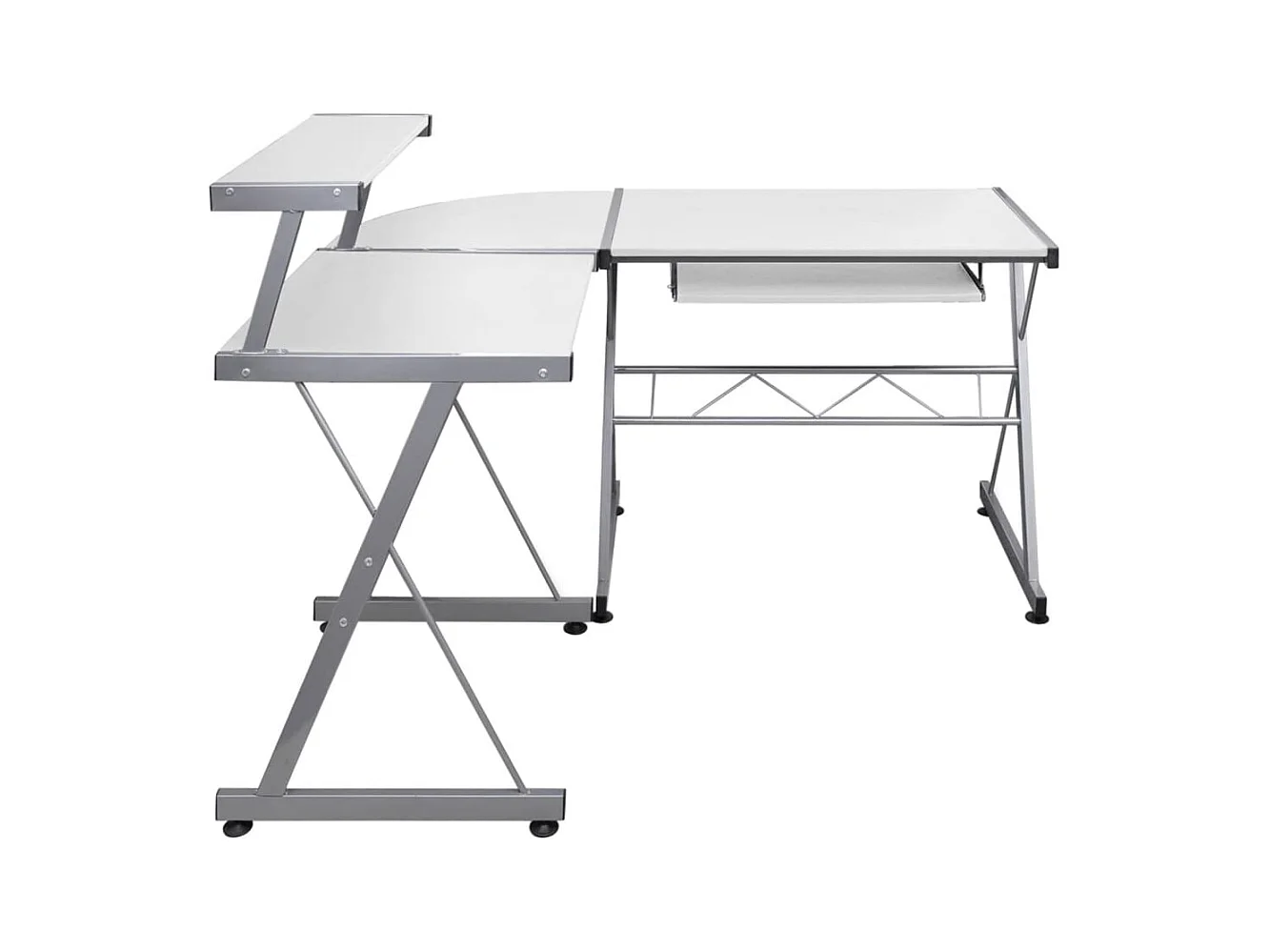 Bureau d'ordinateur d'angle Blanc 132x112x99 cm Bois ingénierie