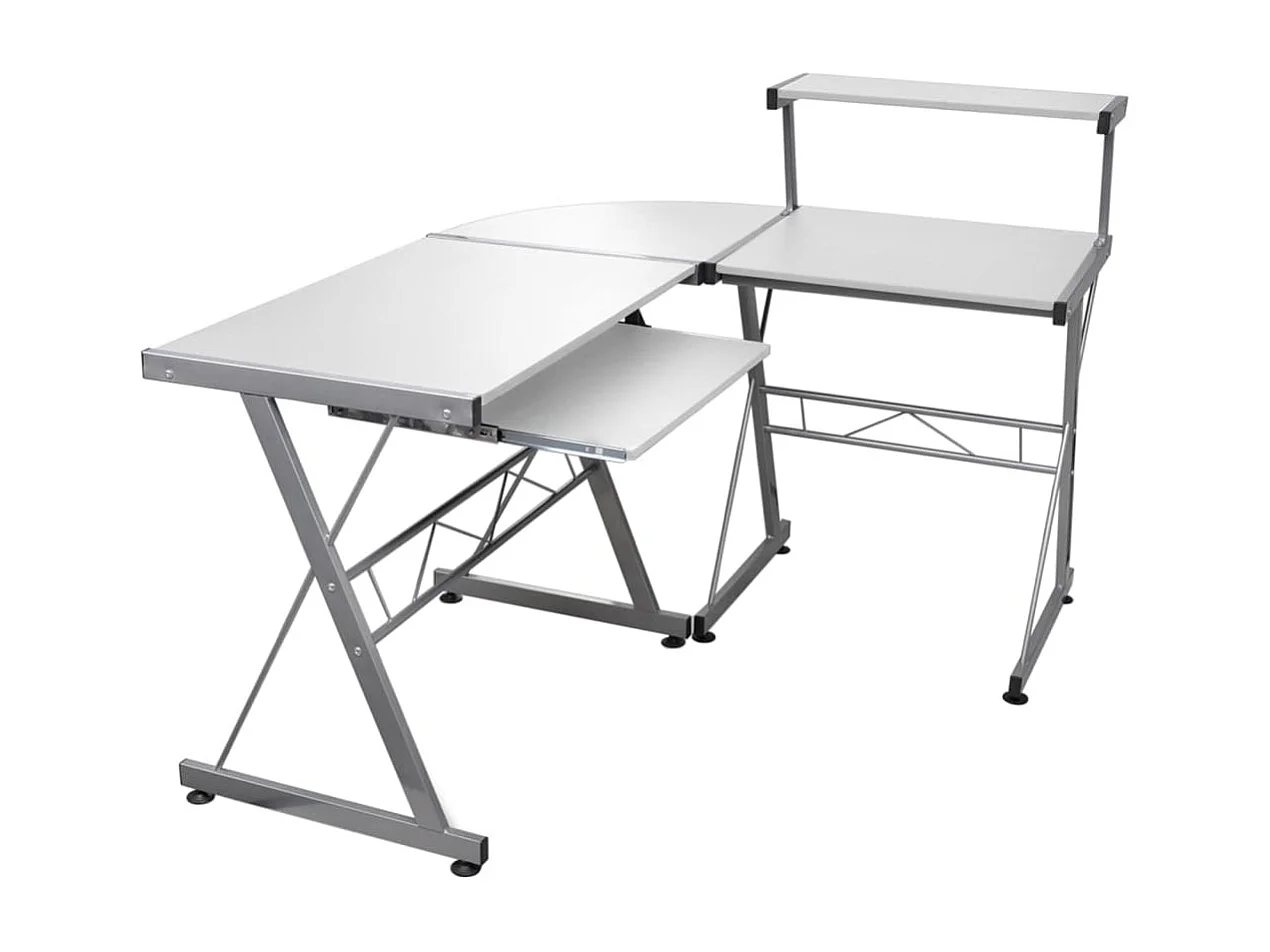 Scrivania angolare bianca per computer 132x112x99 cm in legno ingegnerizzato