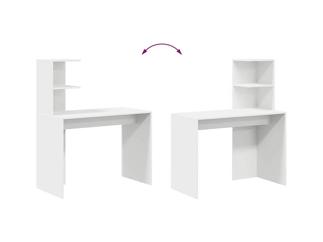 Bureau avec étagère Blanc 102 x 50 x 124 cm Bois d'ingénierie