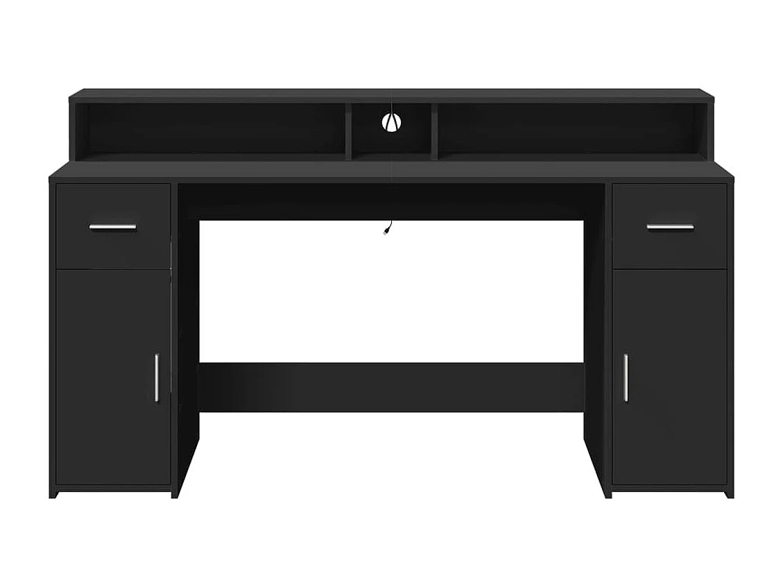 Scrivania con luci LED nera 160x55x91 cm in legno ingegnerizzato