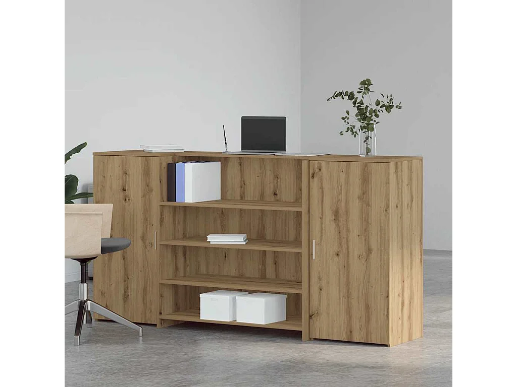 Bureau réception chêne artisanal 200x50x103,5cm bois ingénierie
