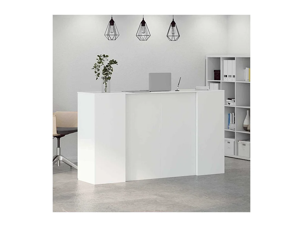 Banco reception bianco 180x50x103,5 cm in legno ingegnerizzato