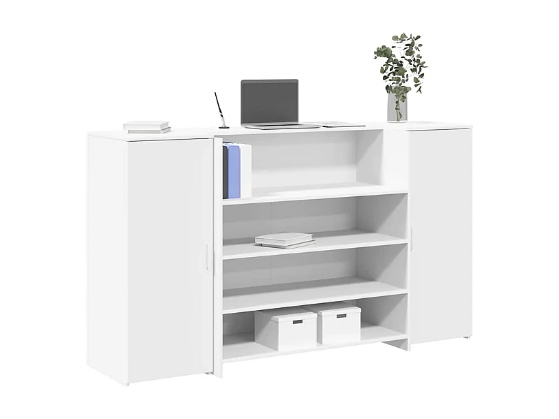 Bureau de réception blanc 180x50x103,5 cm bois d'ingénierie