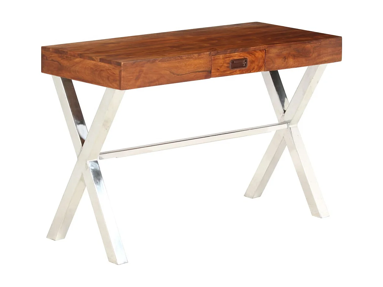 Scrivania in legno massello di acacia con finitura miele 110x50x76 cm