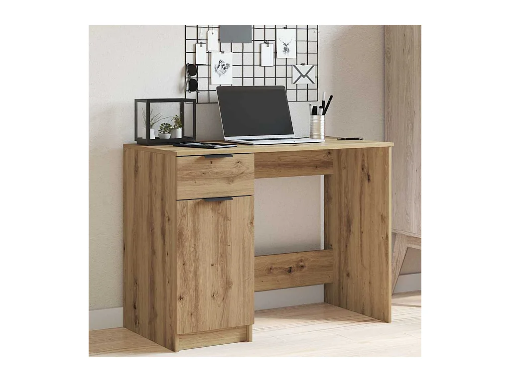 Bureau chêne artisanal 100x50x75 cm bois d'ingénierie