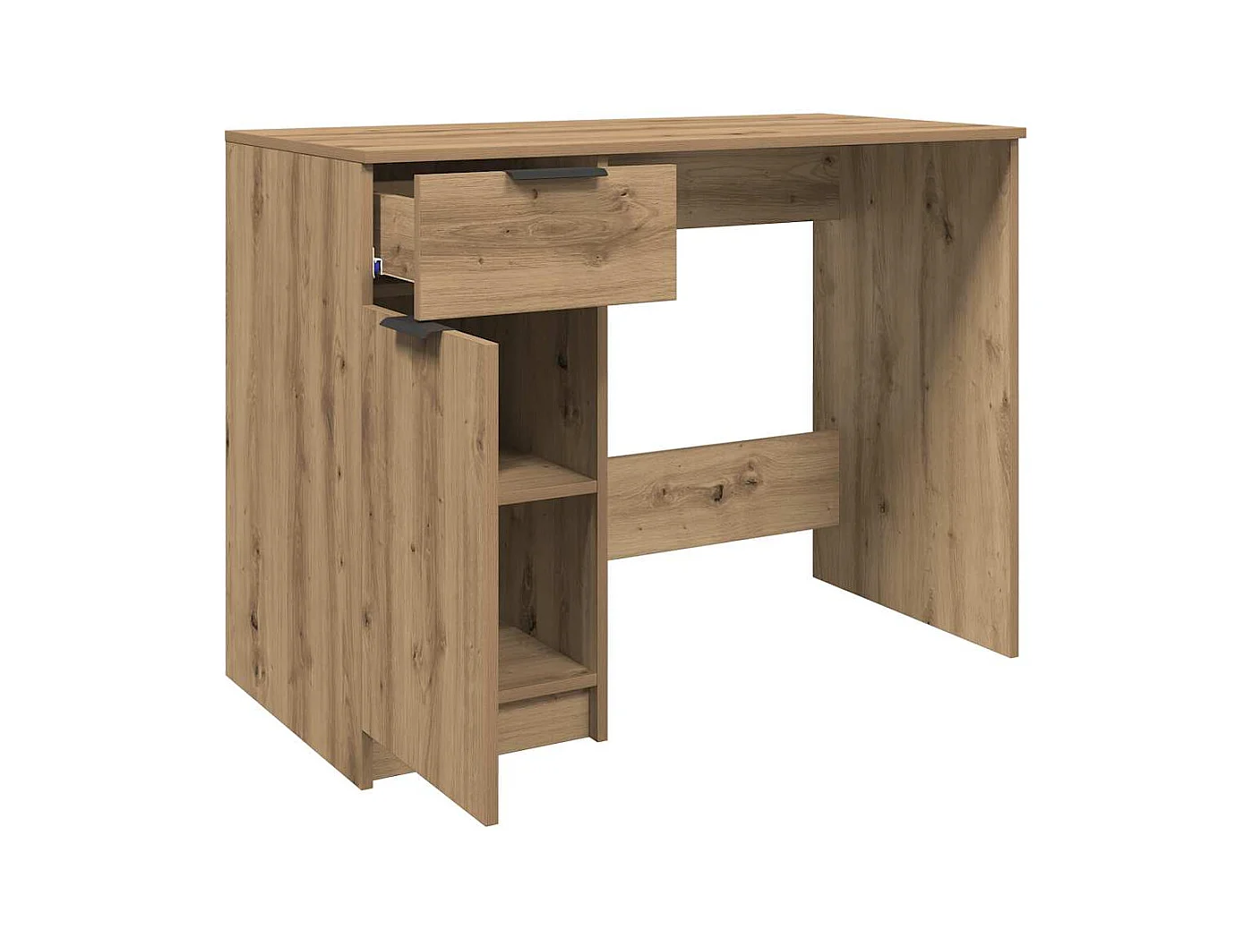 Bureau chêne artisanal 100x50x75 cm bois d'ingénierie