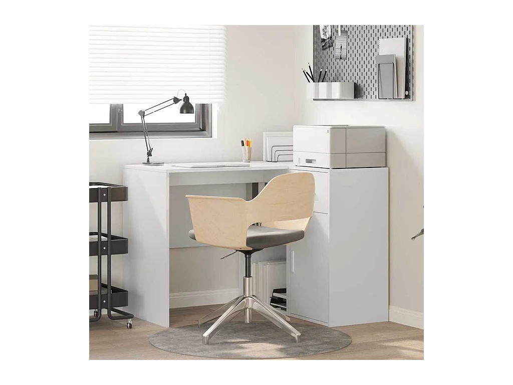 Bureau d'angle 2 pcs Blanc 102 x 50 x 75 cm Bois d'ingénierie