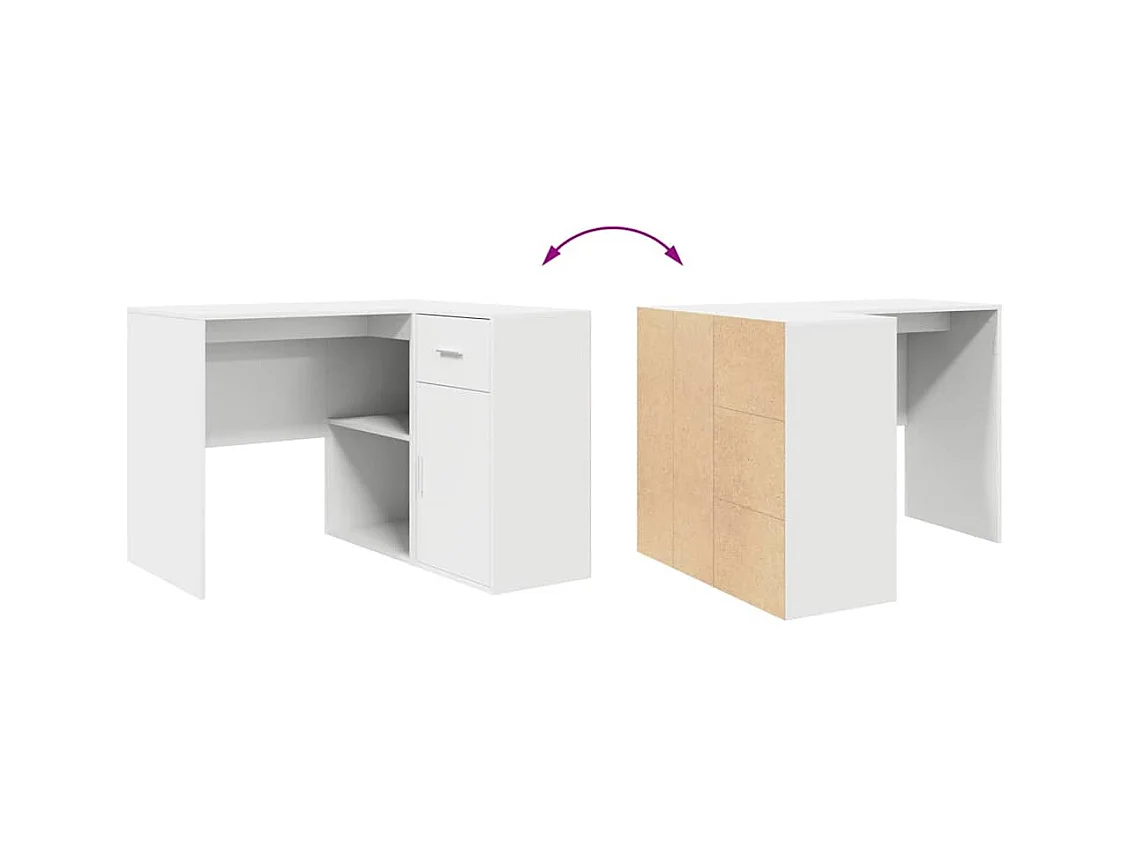 Bureau d'angle 2 pcs Blanc 102 x 50 x 75 cm Bois d'ingénierie