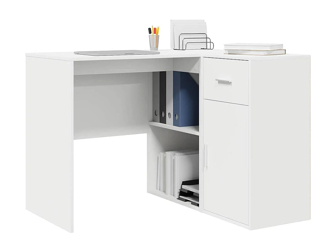 Bureau d'angle 2 pcs Blanc 102 x 50 x 75 cm Bois d'ingénierie