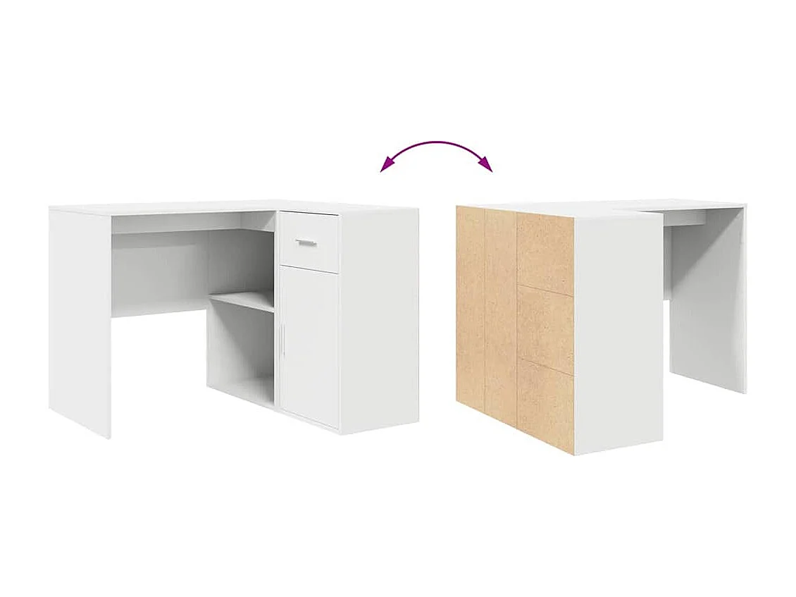 Bureau d'angle 2 pcs Blanc 102 x 50 x 75 cm Bois d'ingénierie