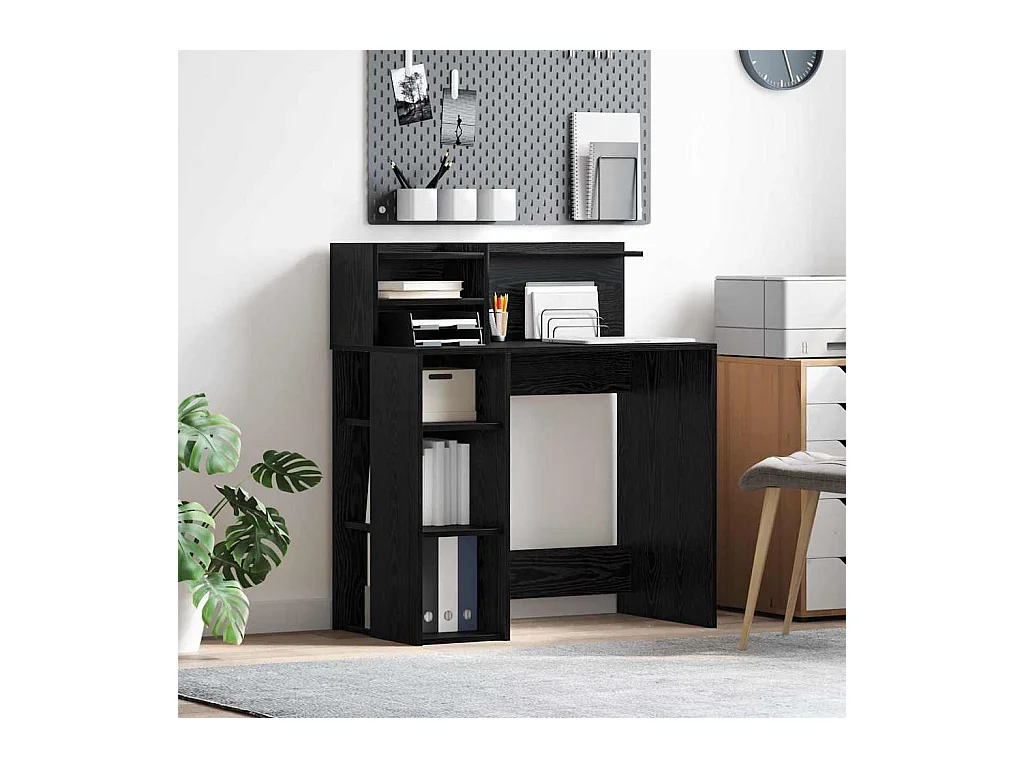 Bureau avec rangement Chêne noir 90 x 48 x 101,5 cm