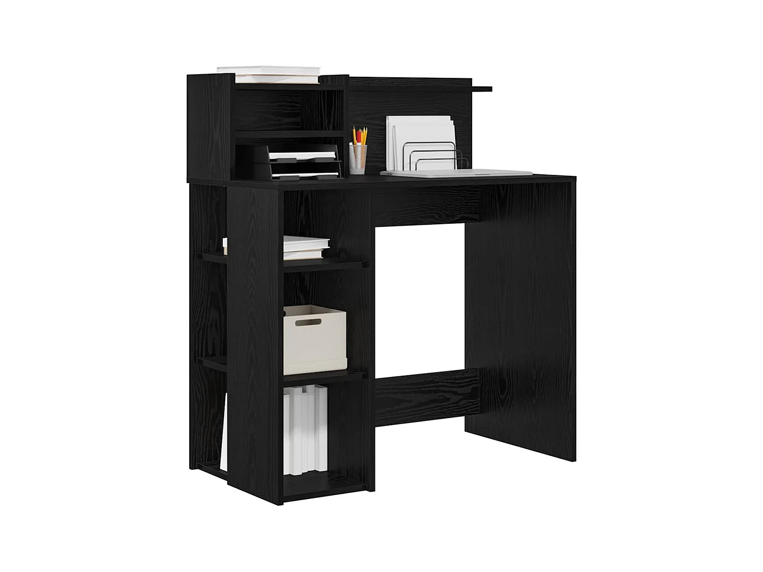 Bureau avec rangement Chêne noir 90 x 48 x 101,5 cm