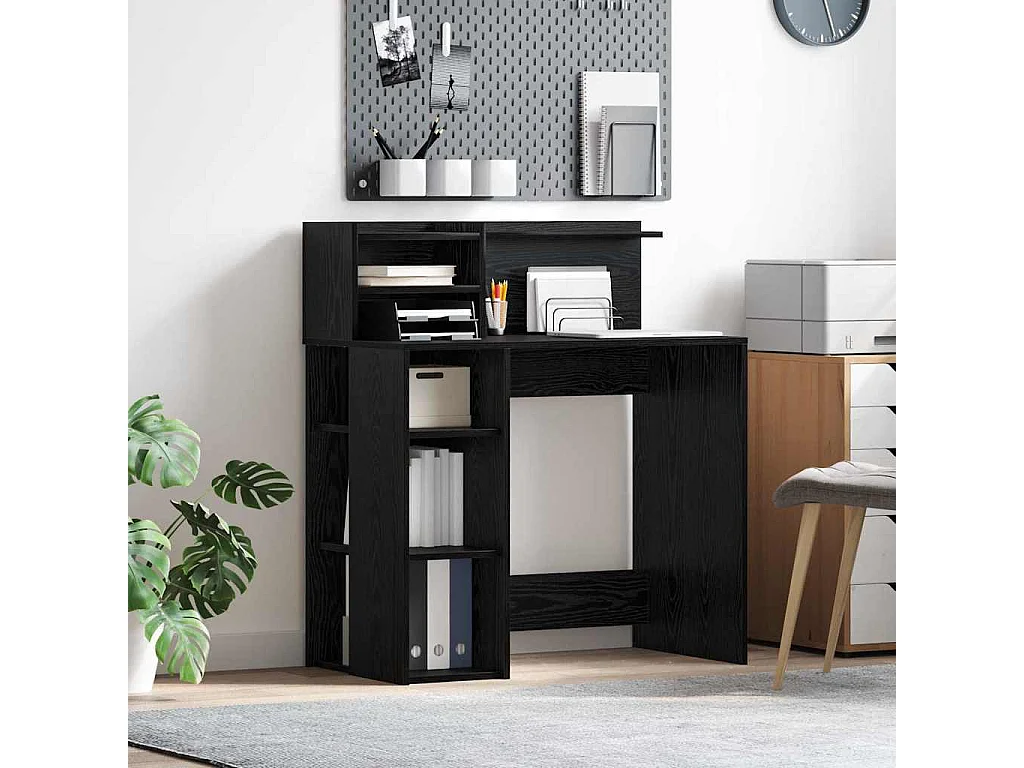 Bureau avec rangement Chêne noir 90 x 48 x 101,5 cm