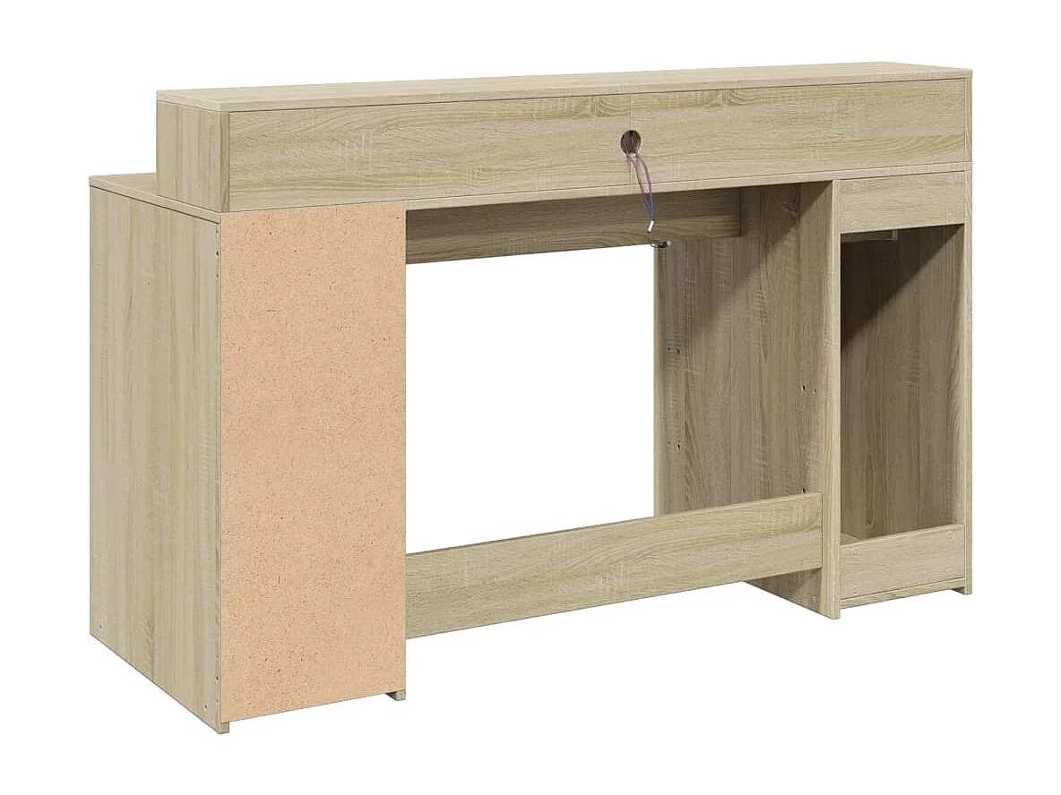 Scrivania con luci a LED in legno ingegnerizzato rovere Sonoma