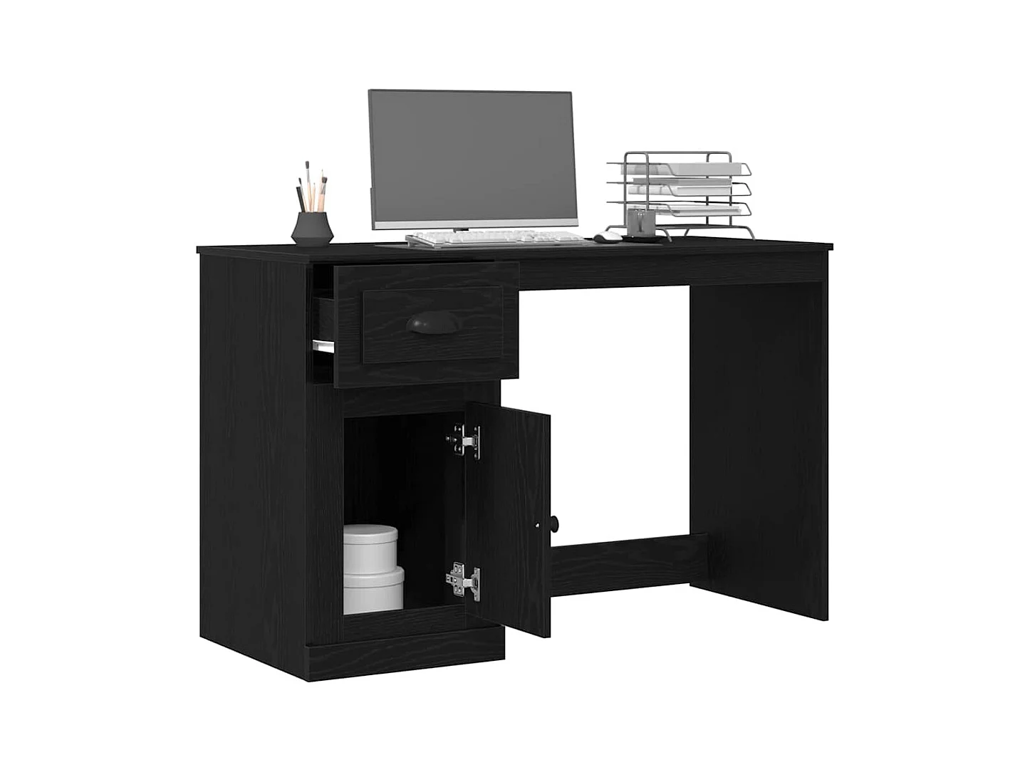Bureau avec porte Chêne noir 50 x 115 x 75 cm Bois d'ingénierie