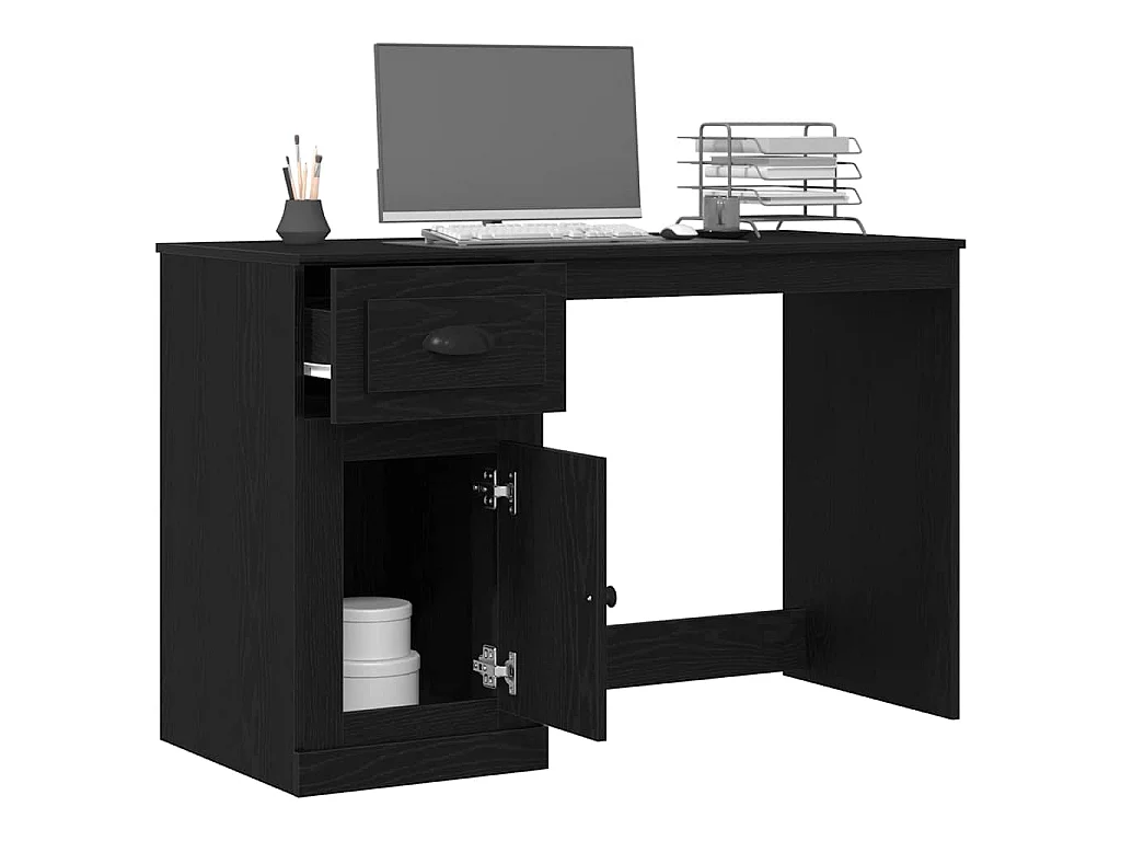 Bureau avec porte Chêne noir 50 x 115 x 75 cm Bois d'ingénierie