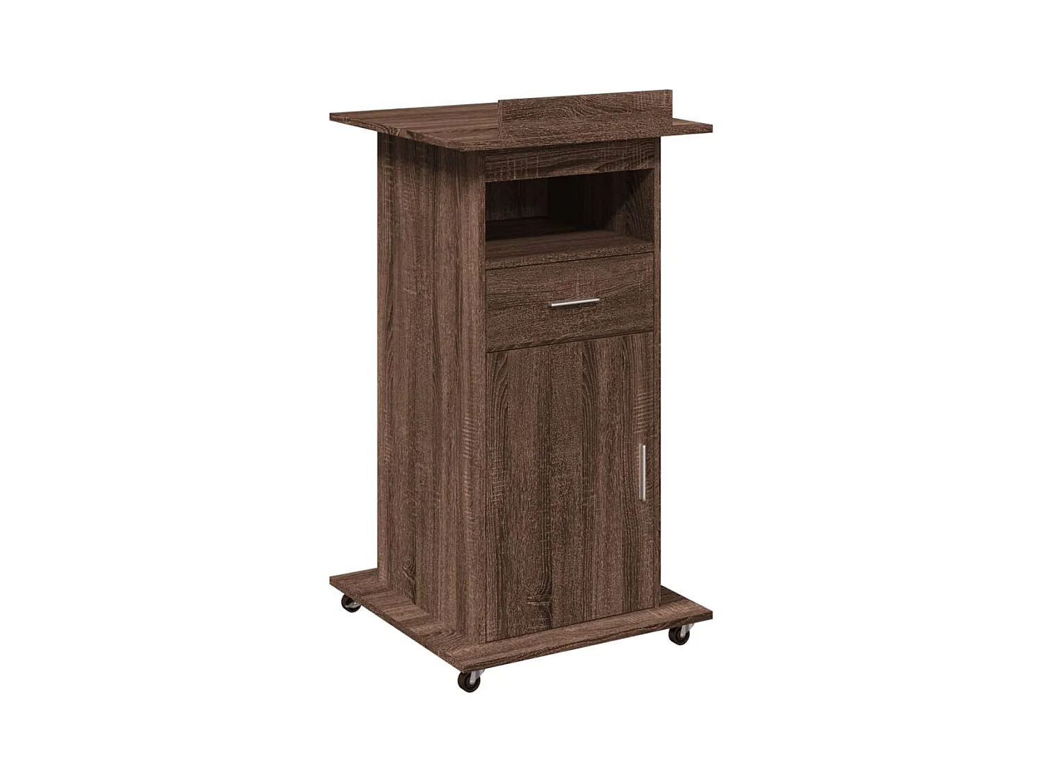 Pupitre et roues et tiroir chêne marron bois d'ingénierie