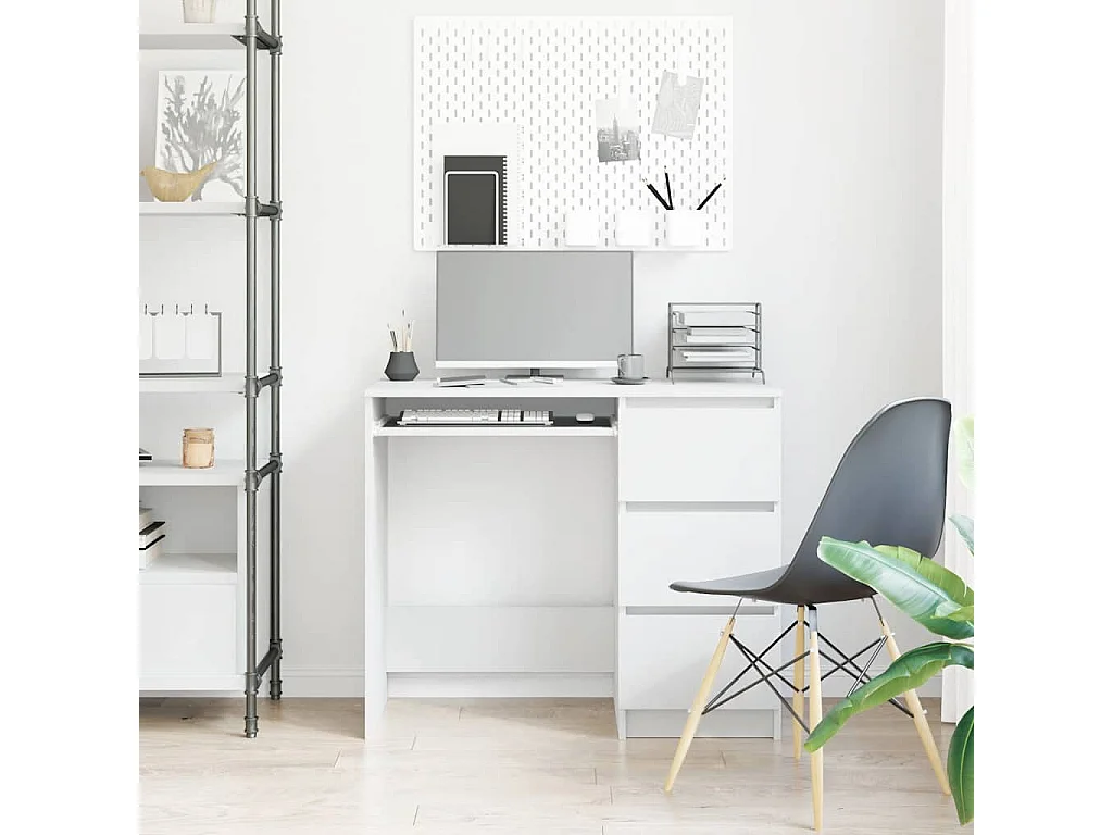 Scrivania bianca 90x45x76 cm in legno ingegnerizzato