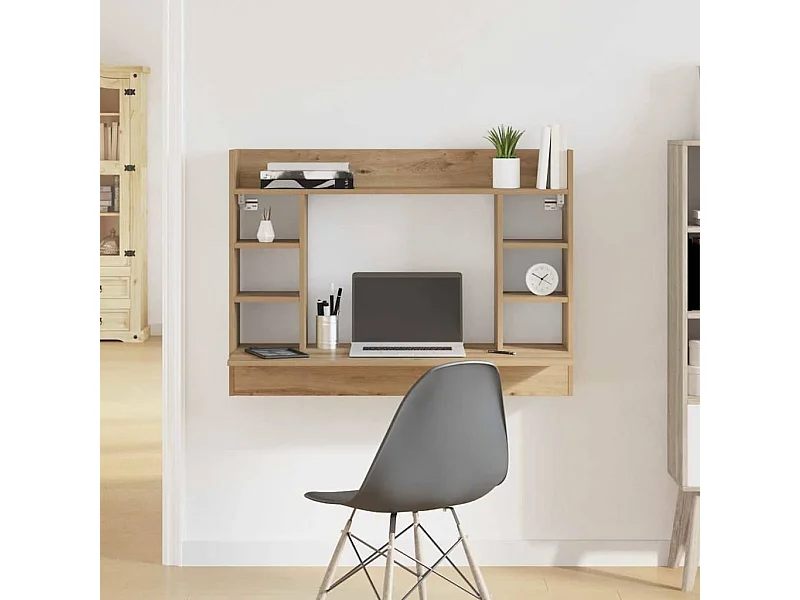 Handgemaakt eikenhouten wandbureau 105 x 48 x 75 cm Technisch hout