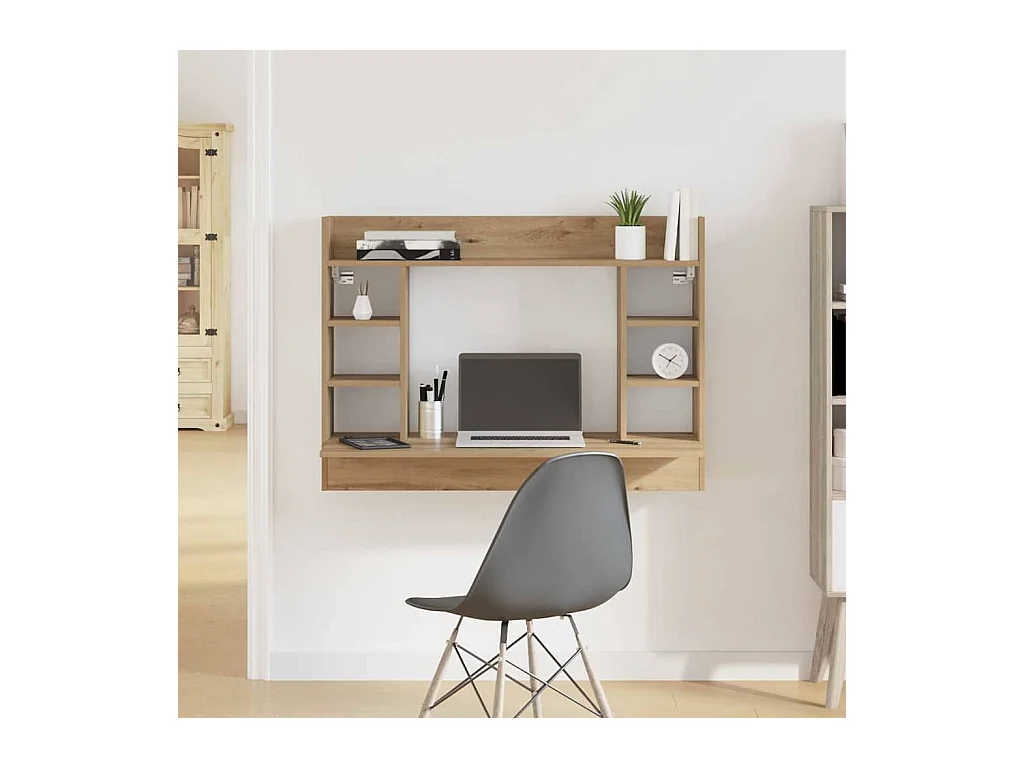Bureau mural chêne artisanal 105 x 48 x 75 cm Bois d'ingénierie