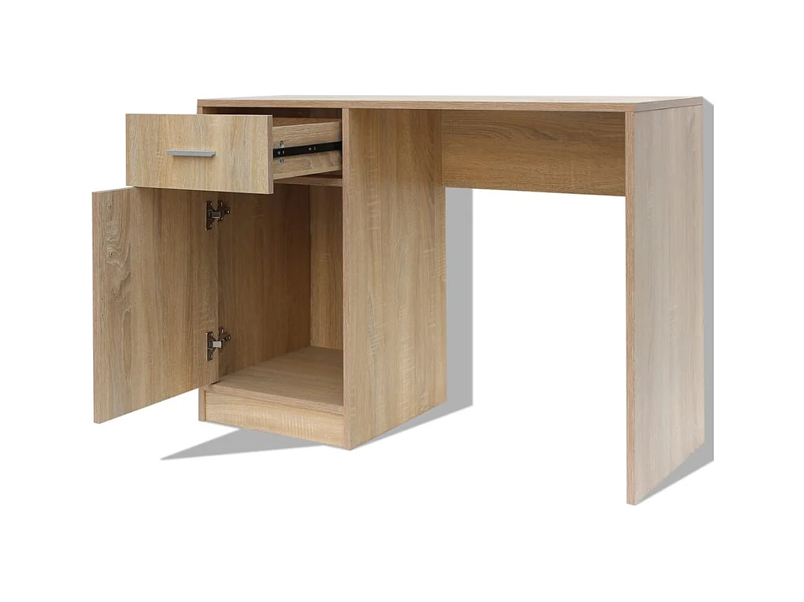 Bureau met lade en kast Eiken 100x40x73 cm