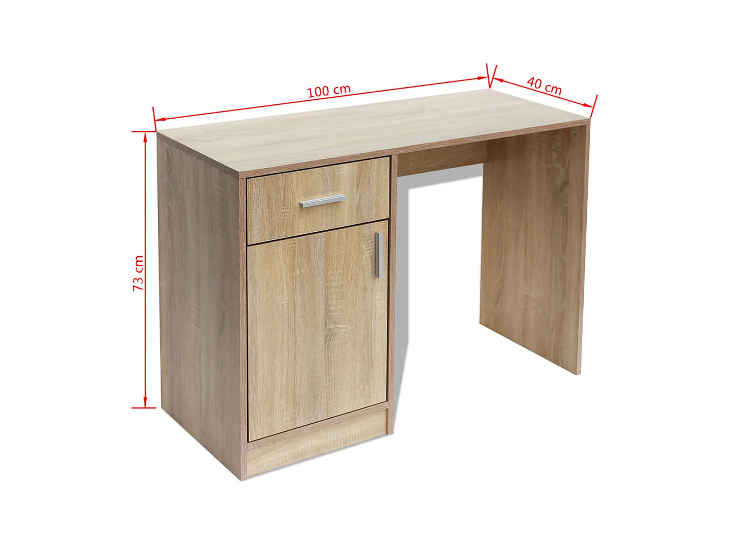 Bureau met lade en kast Eiken 100x40x73 cm