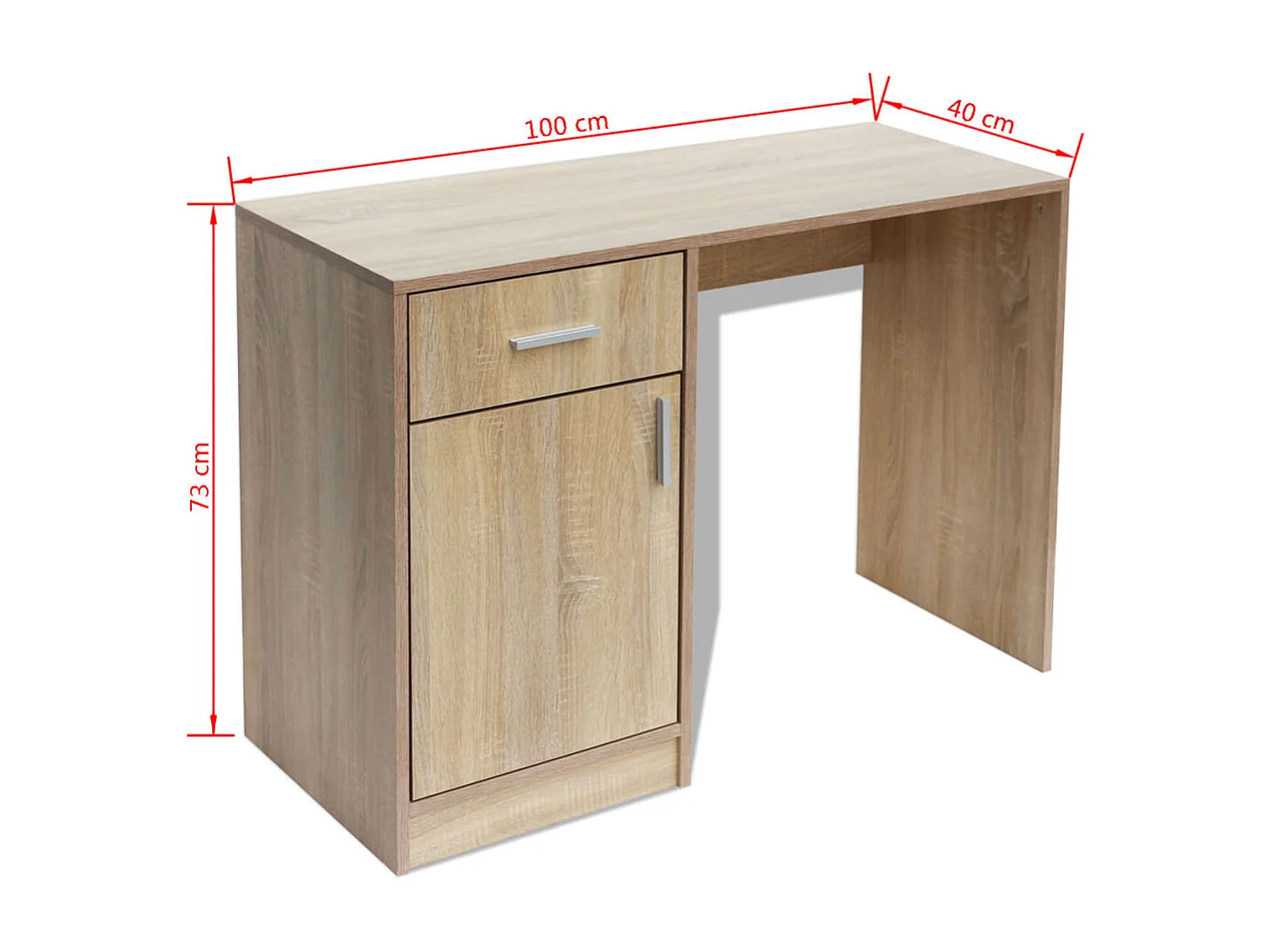 Scrivania con cassetto e mobiletto Rovere 100x40x73 cm