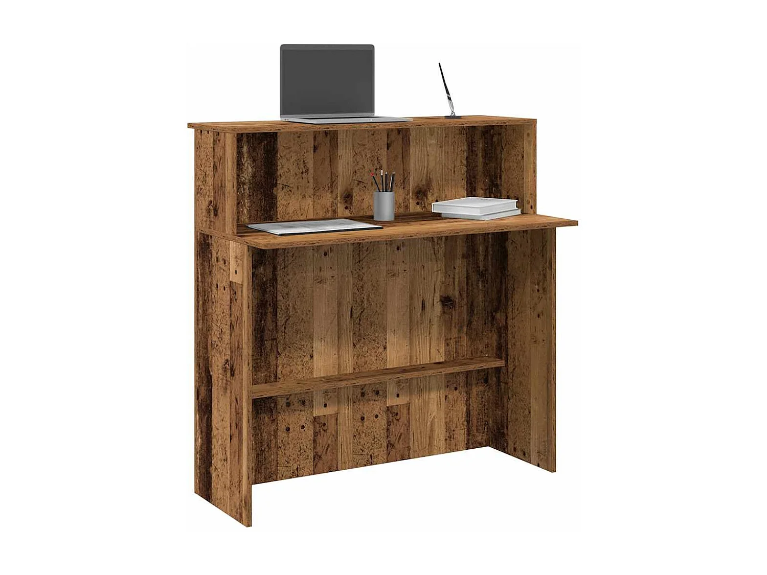 Bureau de réception vieux bois 100x50x103,5cm bois d'ingénierie