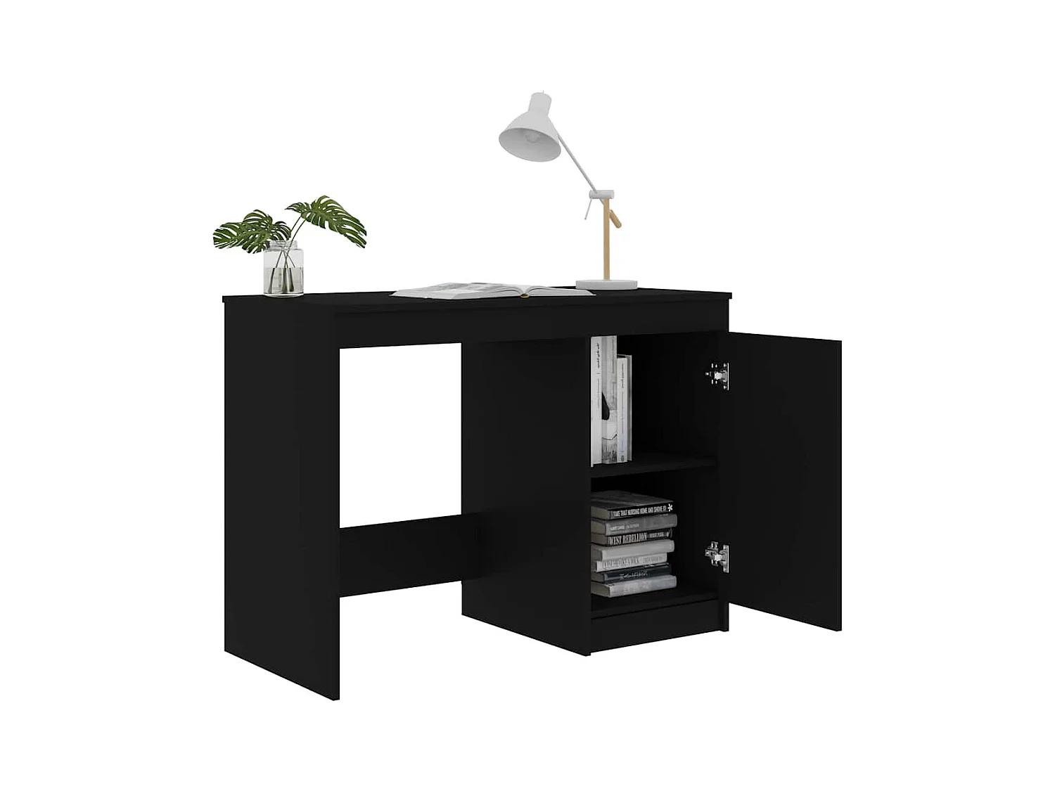 Zwart bureau 100x50x76 cm bewerkt hout