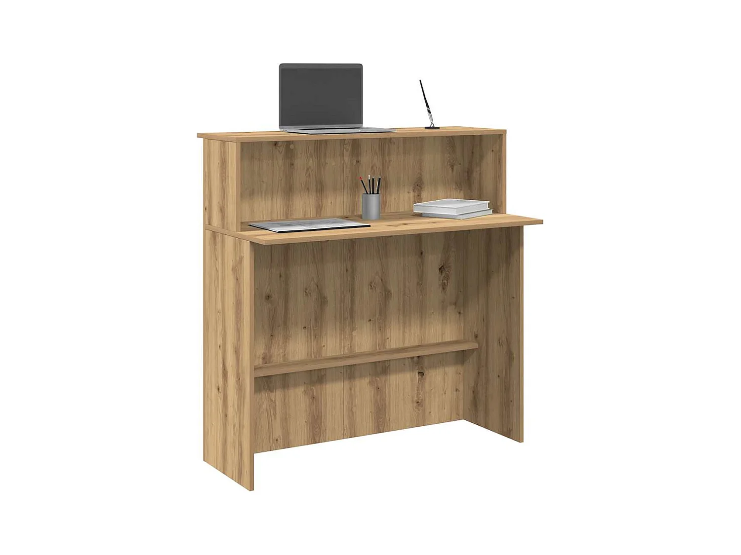 Bureau réception chêne artisanal 100x50x103,5cm bois ingénierie