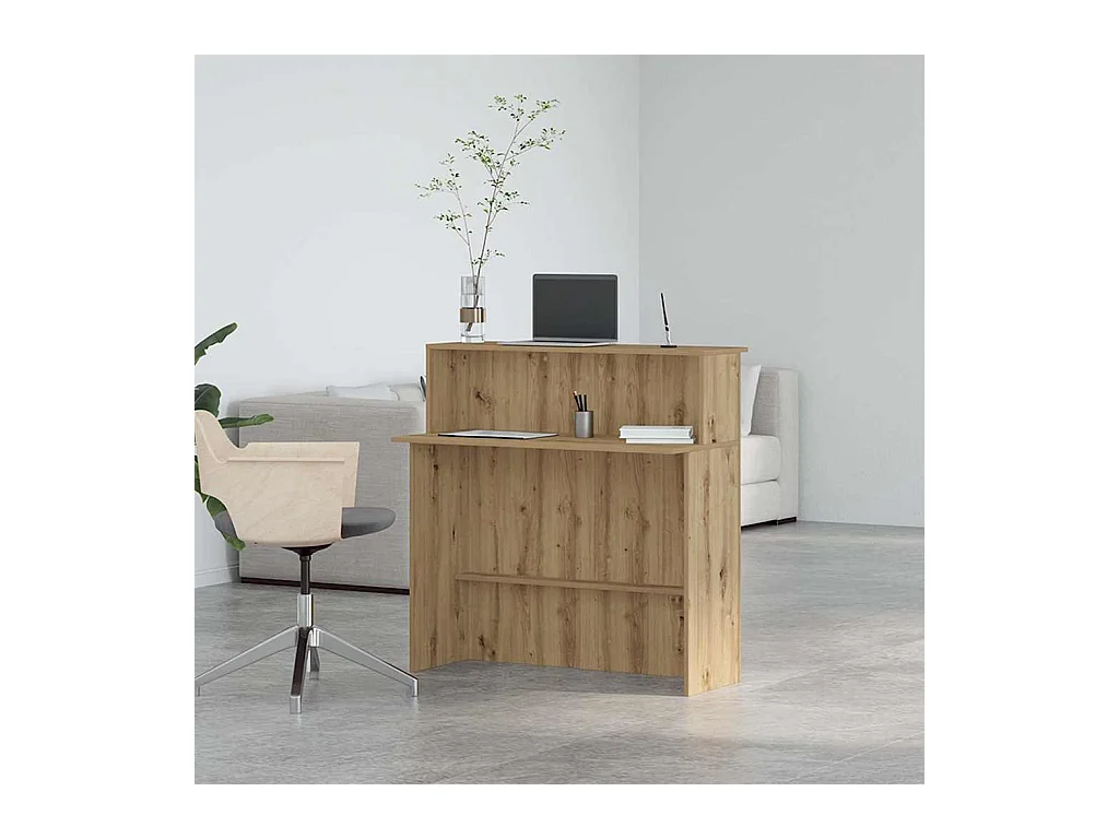 Bureau réception chêne artisanal 100x50x103,5cm bois ingénierie