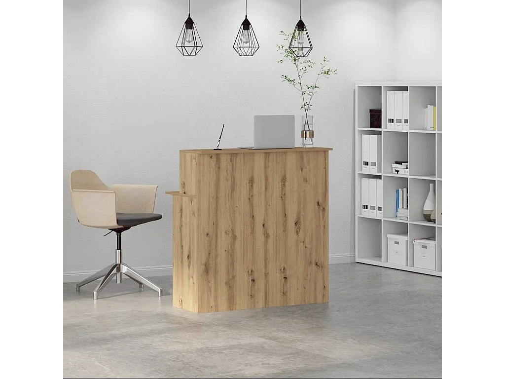 Bureau réception chêne artisanal 100x50x103,5cm bois ingénierie