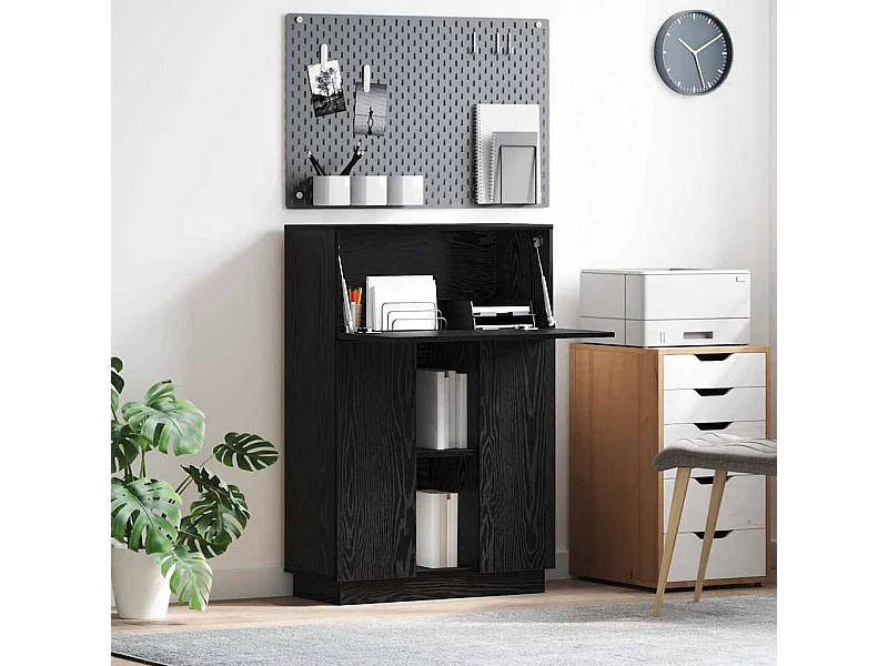 Zwart eiken bureau 71,5 x 31,5 x 106,5 cm bewerkt hout
