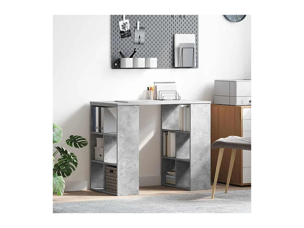 Bureau avec étagère Gris 90 x 50 x 75 cm Bois d'ingénierie