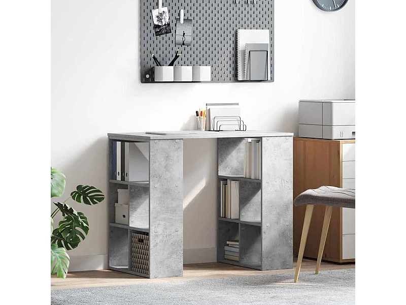 Bureau avec étagère Gris 90 x 50 x 75 cm Bois d'ingénierie