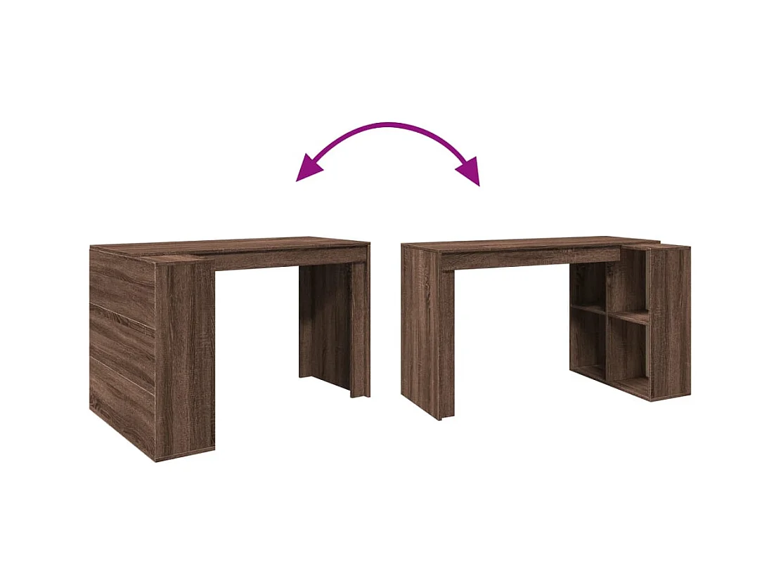 Bruin eiken bureau 123,5x73,5x75 cm bewerkt hout