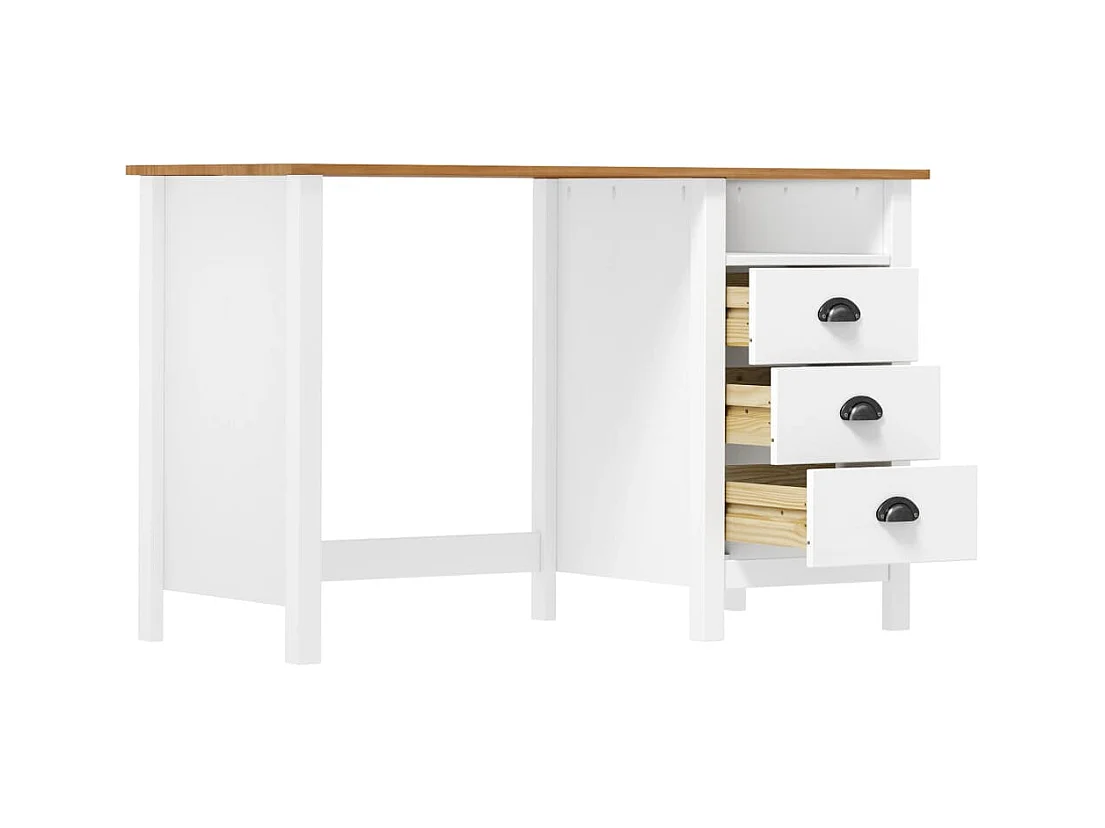 Scrivania Hill con 3 cassetti 120x50x74 cm Pino massello