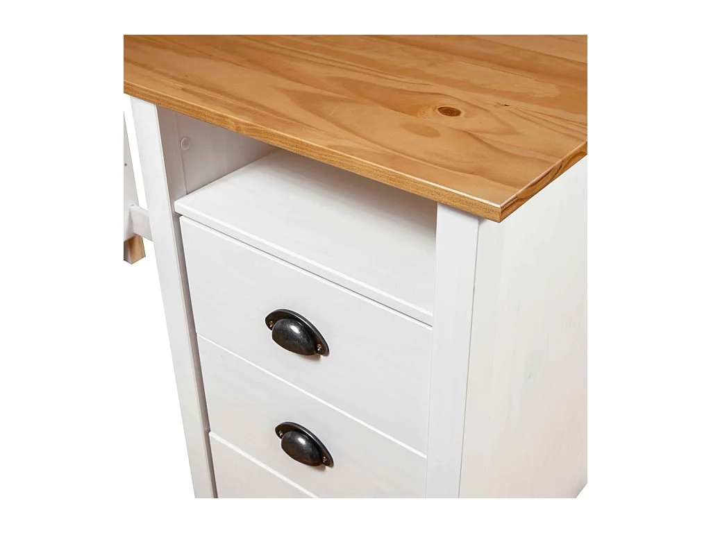 Scrivania Hill con 3 cassetti 120x50x74 cm Pino massello