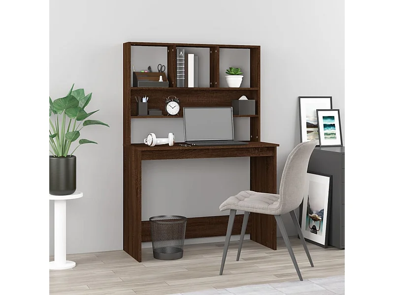 Escritorio y estanterías Roble marrón 102x45x148 cm Madera de ingeniería