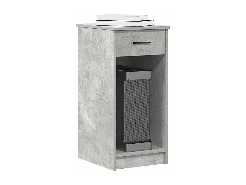 Supporto per torre computer grigio cemento e cassetto 35x45x77 cm
