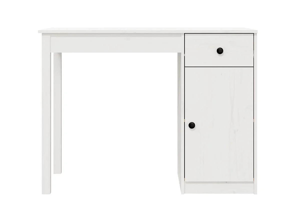 Bureau Blanc 100x50x75 cm Bois massif de pin