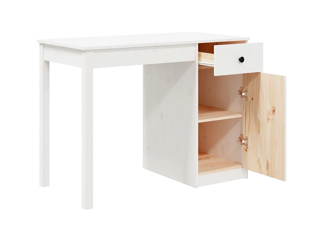 Bureau Blanc 100x50x75 cm Bois massif de pin