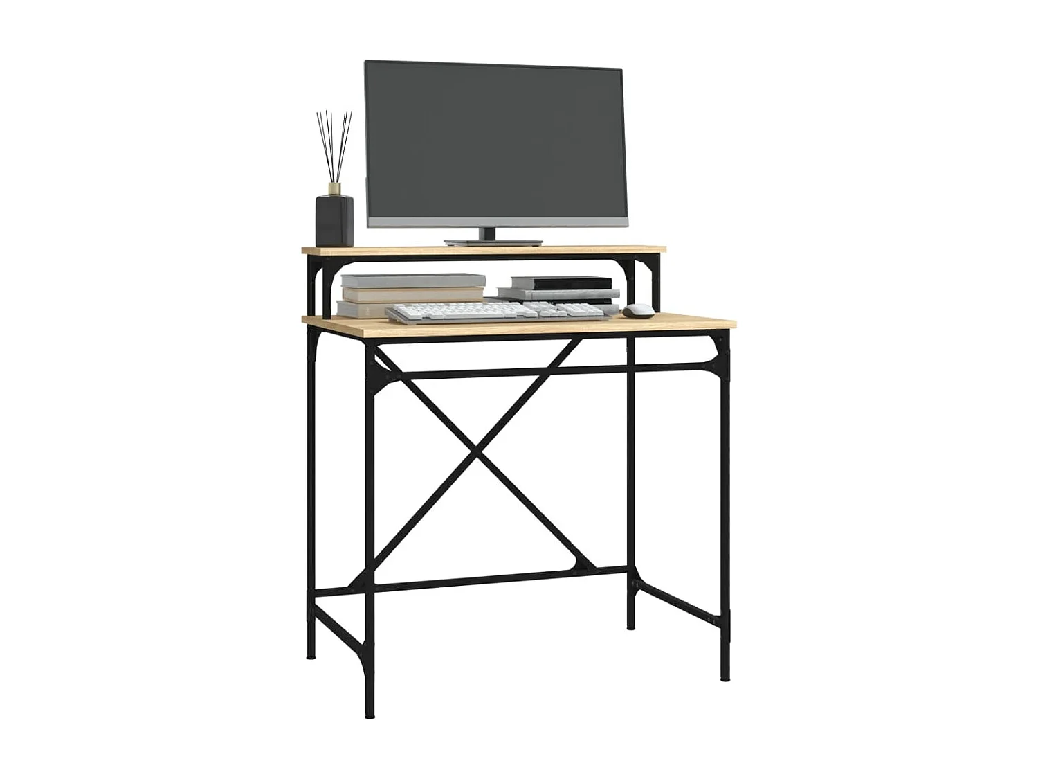 Sonoma eiken bureau 80x50x90 cm bewerkt hout en ijzer