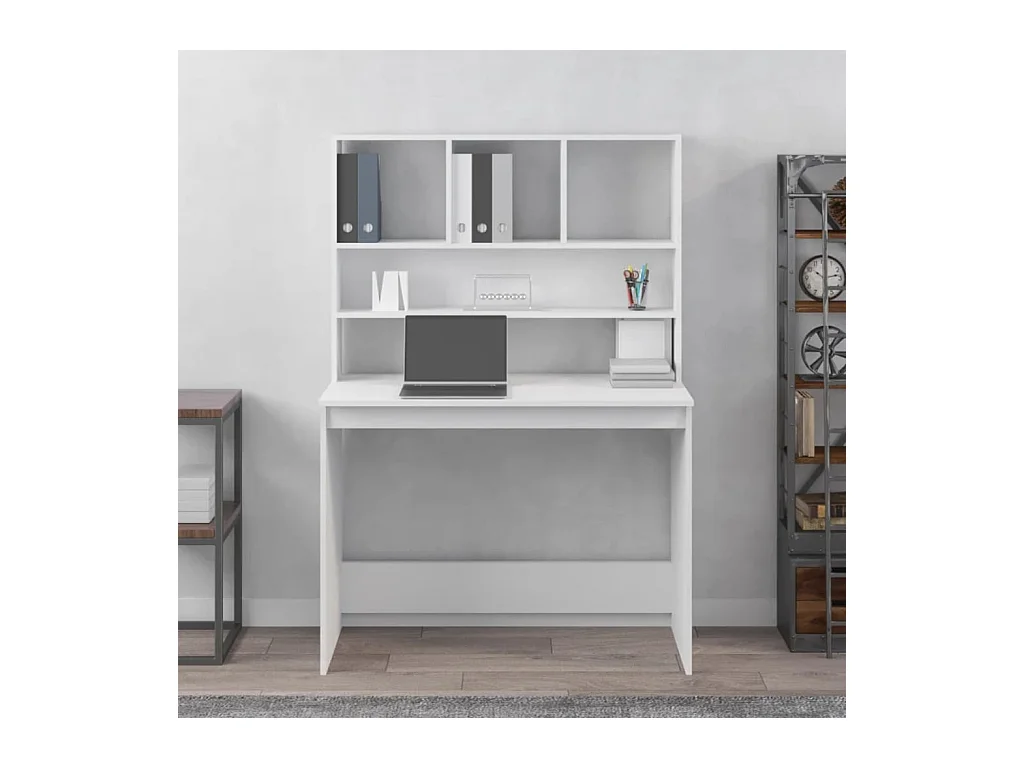 Bureau met planken Wit 102x45x148 cm Technisch hout