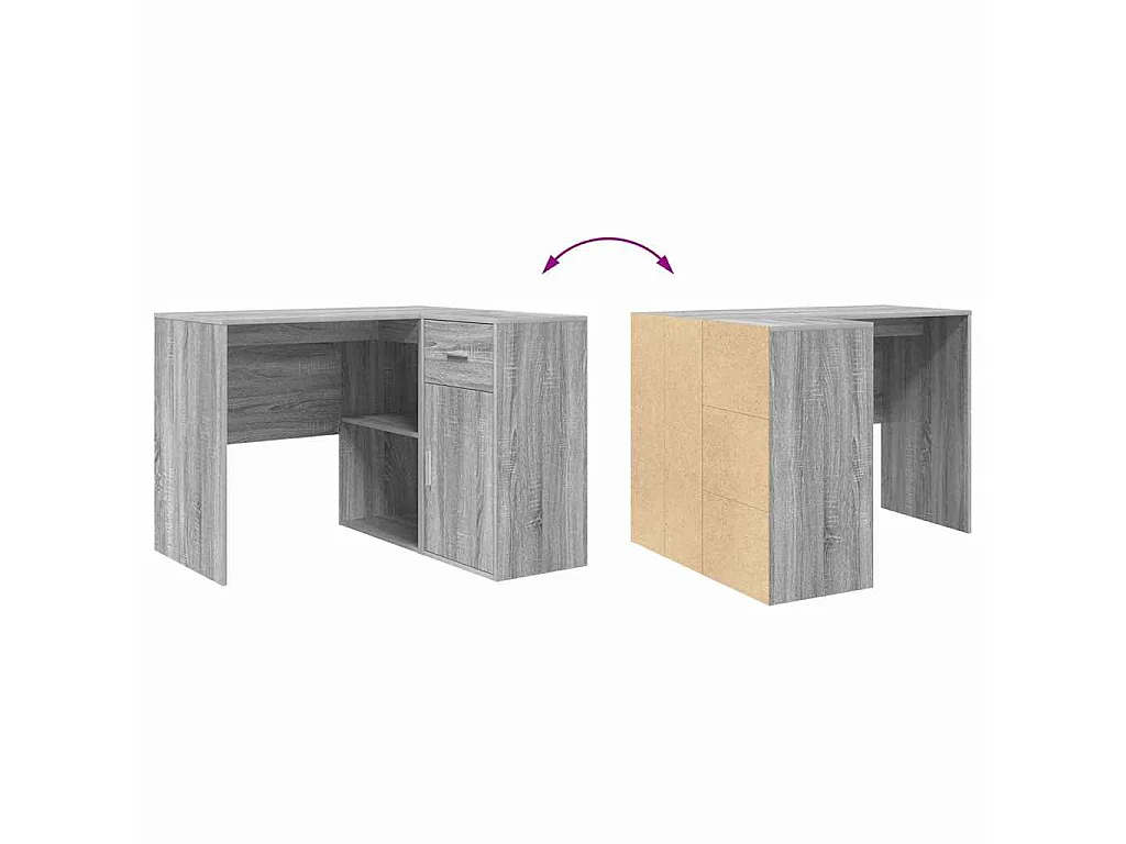 Bureau d'angle avec tiroir 2 pcs Sonoma gris 102 x 50 x 75 cm
