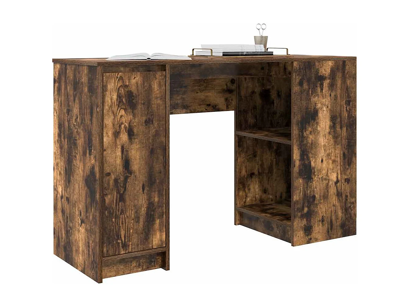 Bureau chêne fumé 120x42x76 cm bois d'ingénierie