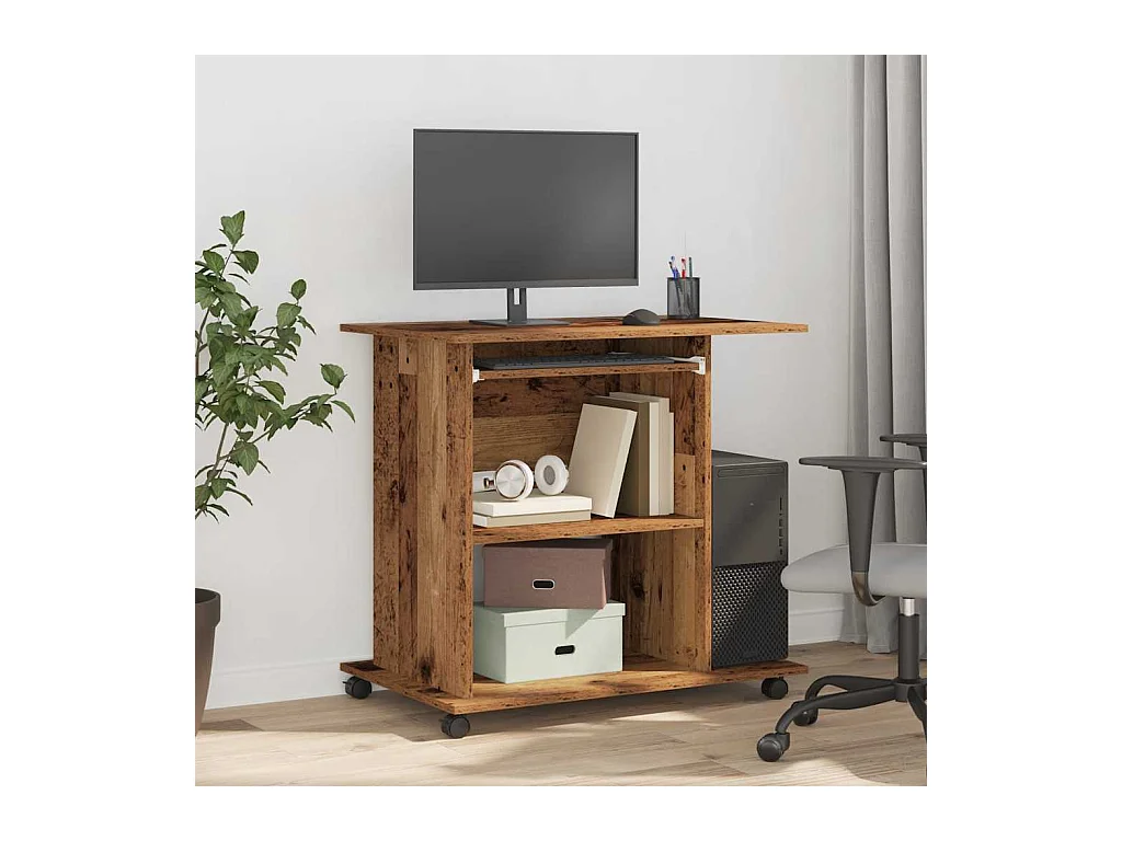 Bureau d'ordinateur vieux bois 80x50x75 cm bois d'ingénierie