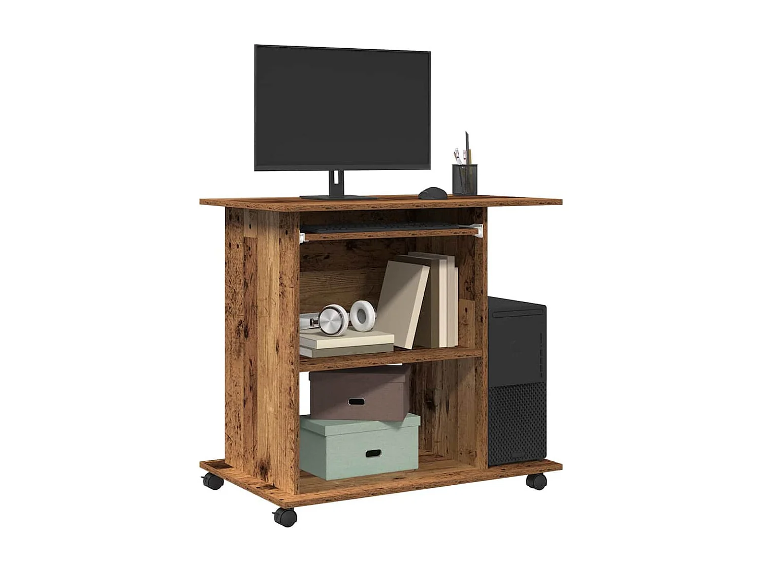 Scrivania per computer in legno antico 80x50x75 cm in legno ingegnerizzato