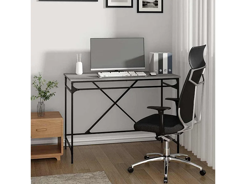 Sonoma grijs bureau 100x50x75 cm bewerkt hout en ijzer